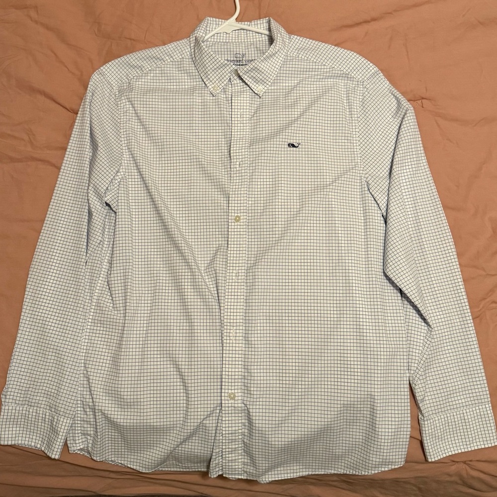 Vineyard Vines Light Blue Checkered Button Down Shirt